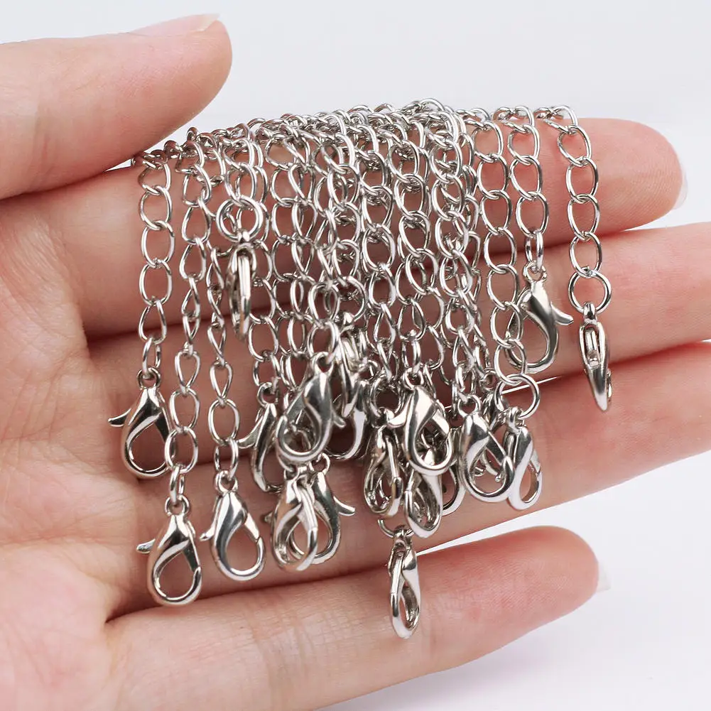 20pcs/Lot Silver Plated Metal Alloy Necklace Chains Tail Extender Extension 55-59mm for DIY Jewelry Findings Making Accessories | Украшения