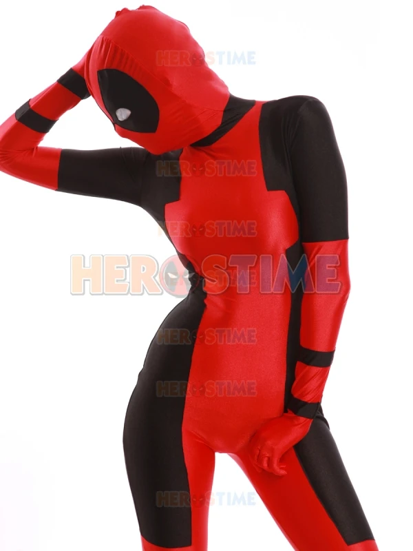 Костюм супергероя из спандекса для дам костюм с принтом Deadpool женский капюшоном