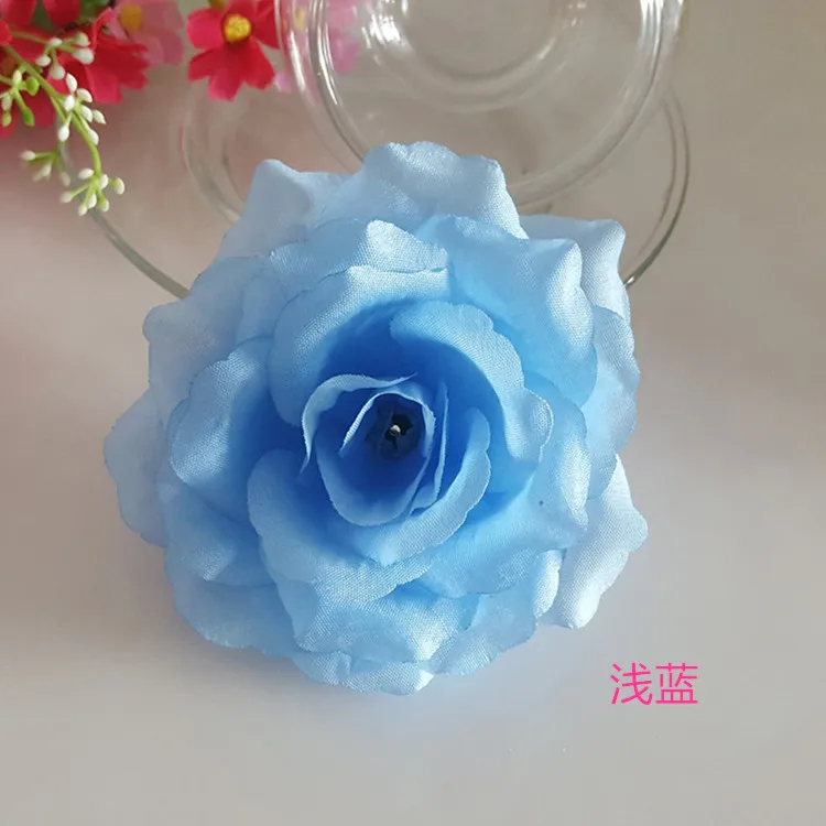 light blue 100 шт./лот) 19 цветов 10 см искусственные розы Шелковые головки цветов для свадьбы декоративные искусственные цветы рождественские украшения дома - Цвет: light blue