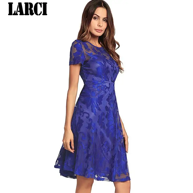 LARCI Винтаж Элегантный Вышивка цветочные кружева лоскутное vestidos плиссированные