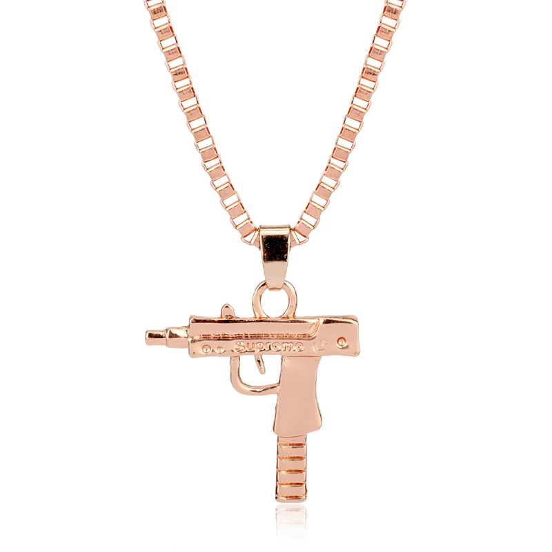 2 style rose gold Модное AK-47 ожерелье в стиле стимпанк, пистолет-пистолет, модель хип-хопа, хрустальное ожерелье с подвеской, мужские рождественские крутые ювелирные изделия - Окраска металла: 2 style rose gold
