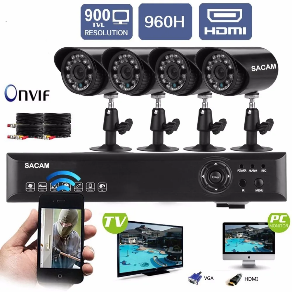

Система видеонаблюдения с 4 AHD-камерами, Wi-Fi, 960P, DVR