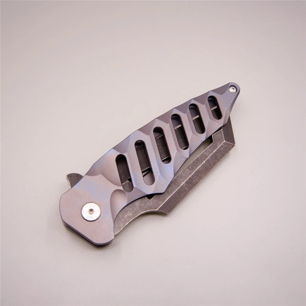 Белый Акула 60 hrc Флип складной большой нож TC4 титановые ножи S35VN stonewash лезвие выживания карманный Открытый Походный нож