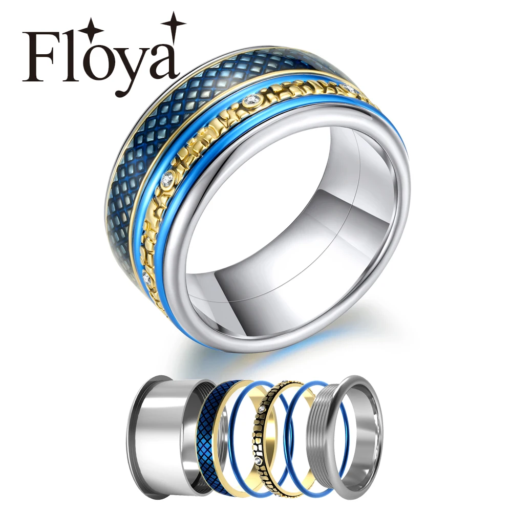 

Floya Turning Ring Interchangeable Women Stainless Steel Rings Accessories Jewelry Fashion Wedding Band Ring Argent
