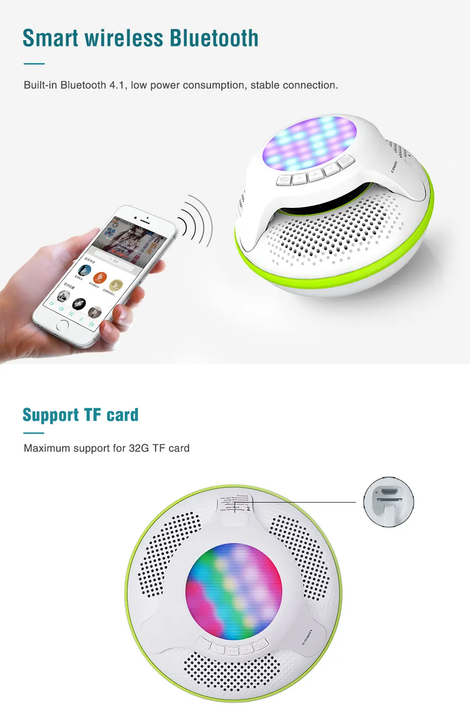 Cowin swimmer-pro портативный Bluetooth динамик Встроенный микрофон стерео 3D звук Открытый 10 Вт беспроводной динамик Поддержка TF карты