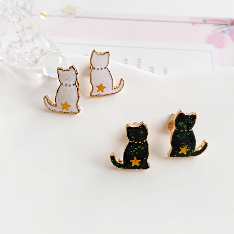 12 пара/лот, модные ювелирные аксессуары, эмаль, металлическая кошка, bts, корейские серьги