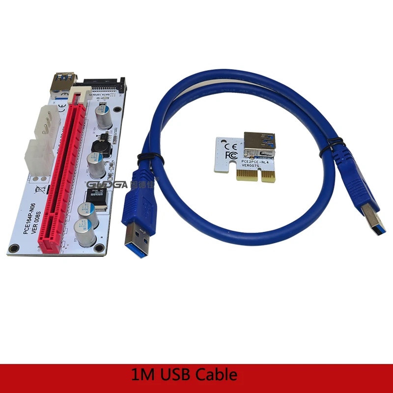 1 м USB 3 0 PCI-E PCI Express 1x к 16x удлинитель адаптер Riser Card 6Pin 4Pin SATA pci-e для Mining видеокарта |