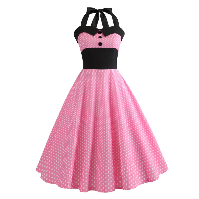 HeyGalSing Винтажное платье 2018 Лето рукавов Холтер Pin up vestidos Для женщин элегантный