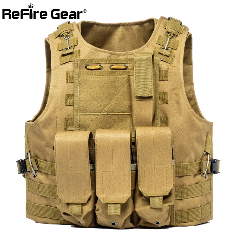 Refire gear Molle армейский боевой тактический жилет солдат США Военная форма Камуфляжный жилет мужской Карманный Пейнтбол страйкбол нейлоновый жилет