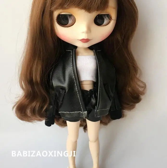 

B121 Blyth Doll clothes 30cm 1/6 dolls Azone Accessories Leather jacket with pants 3pcs/set