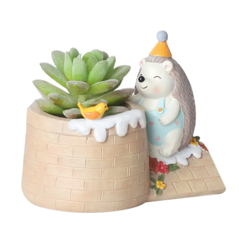 Горшок для растений с милым ежиком домашний сад офисное украшение стола
