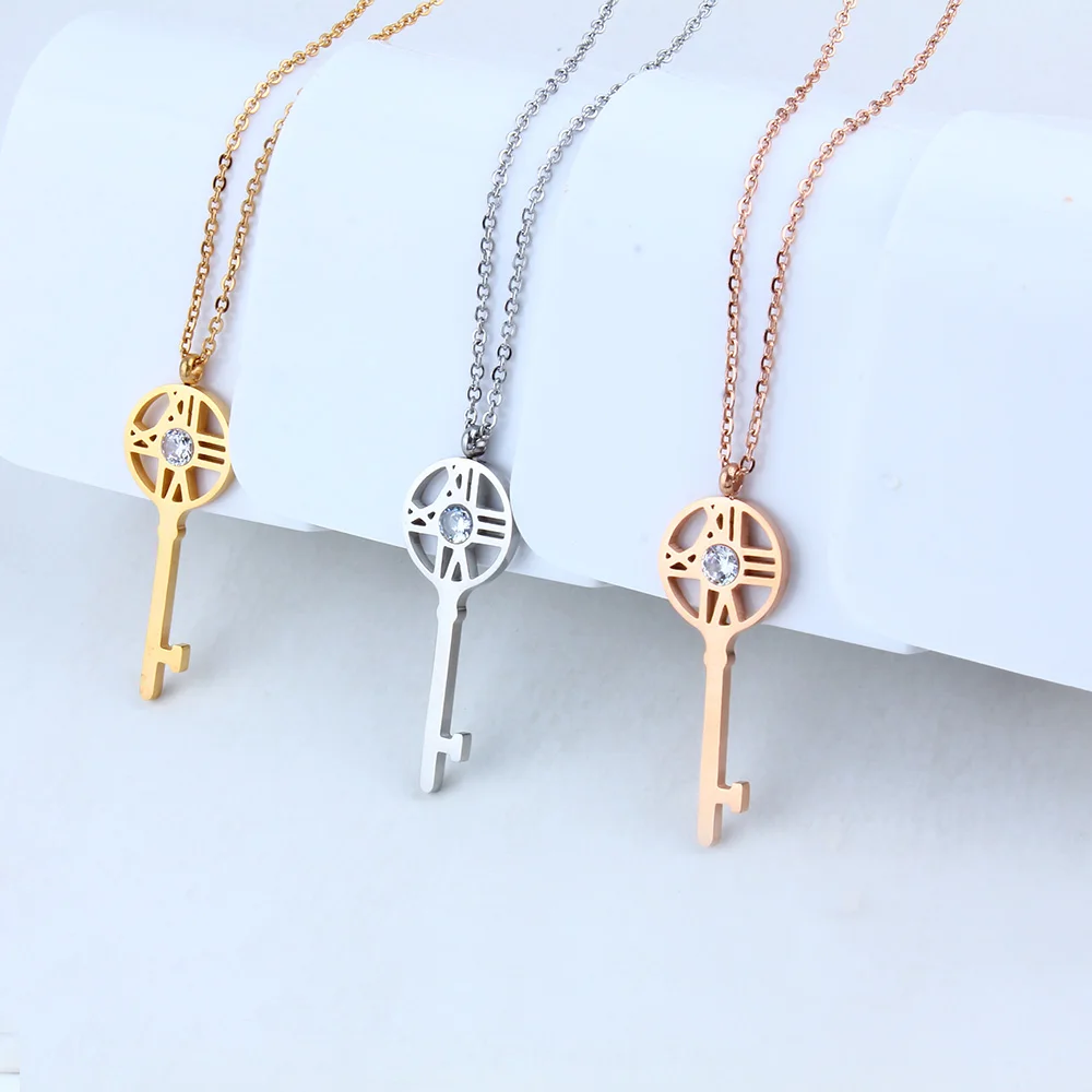 Женский чокер из нержавеющей стали с цирконом|Ожерелья подвеской| |