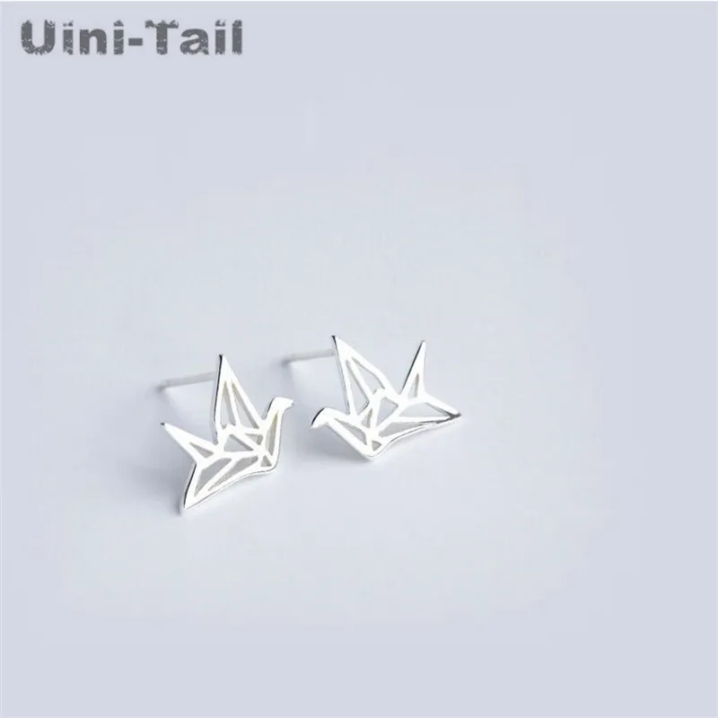 

Uini-Tail hot 925 sterling silver thousand paper crane ear studs Korean fashion tide flow high quality hypoallergenic earrings