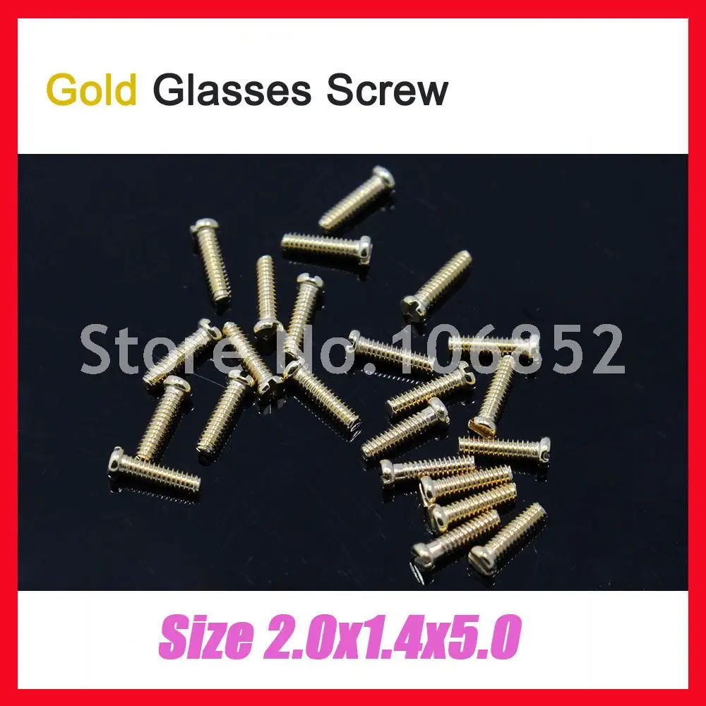 

200pcs Gold Color 2.0x1.4x5.0mm Eyeglasses Glasses Screws Slotted - Head Free Shipping