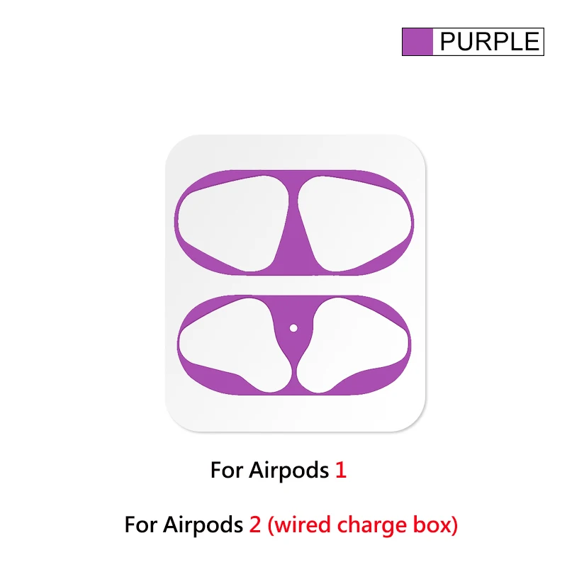 Purple Горячая Распродажа, металлическая Пылезащитная наклейка для Apple AirPods, чехол, пылезащитная защитная наклейка, защитная пленка, аксессуары для Air Pods - Цвет: Purple
