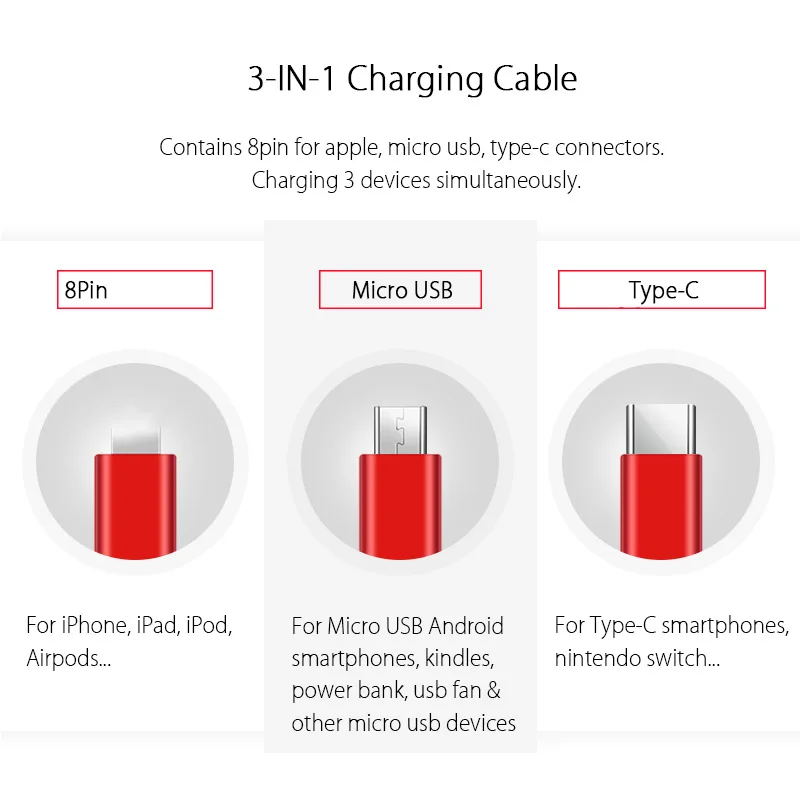 3 в 1 Выдвижной Micro USB зарядный кабель мульти C Type c универсальный для Xiaomi Mi 10 Pro 10T