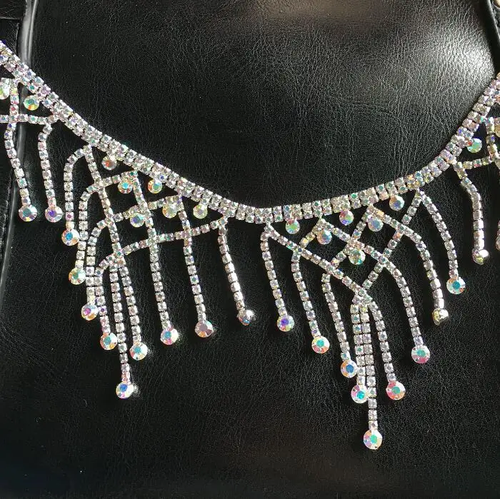 Свадебные Роскошные Стразы AB crystal цепи планки с длинными со стразами и бахромой