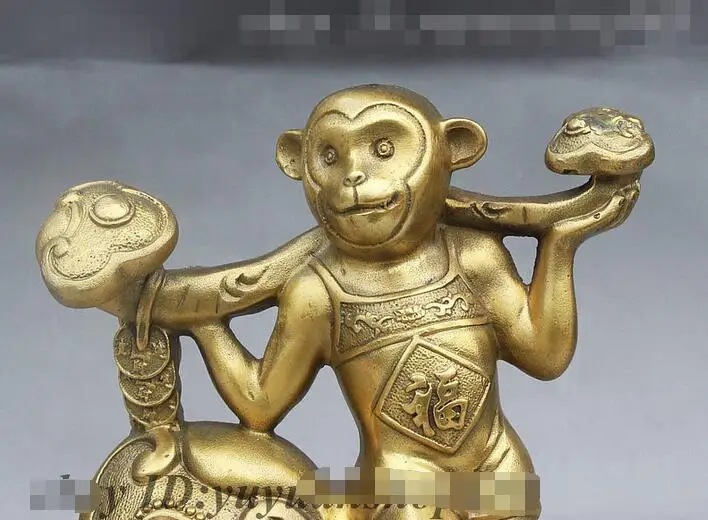 8&quot Folk Chinese FengShui Brass Ru Yi Fu Wealth sexy sex appeal Monkey Statue | Дом и сад