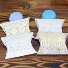 50 шт. ЗолотаяСеребряная Золотая фольгированная коробка для подушки, мини-подарочная упаковочная коробка, картонная коробка для упаковки ювелирных изделий для событий и вечерние Ринок