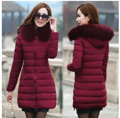

2018 Autumn Winter Jacket Women Parkas for Coat Fashion Female Down Jacket With a Hood Large Faux Fur Collar Winter Coat women