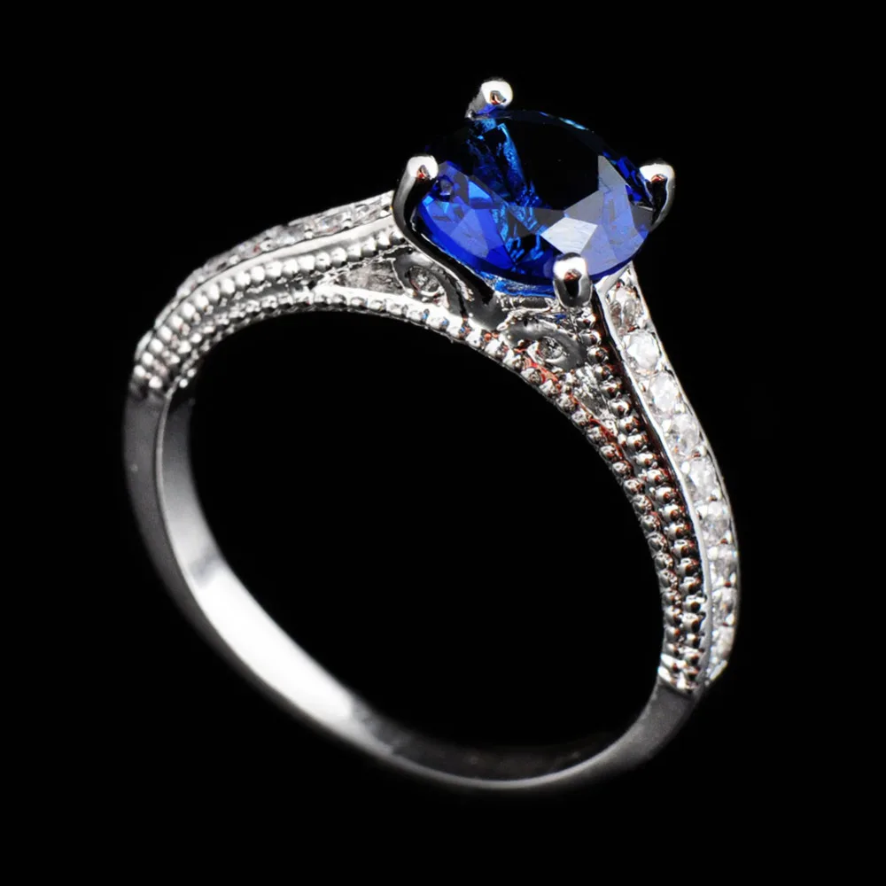 Винтажные Украшения с синим камнем женское кольцо на палец Anel Aneis Размер 6-10 белое