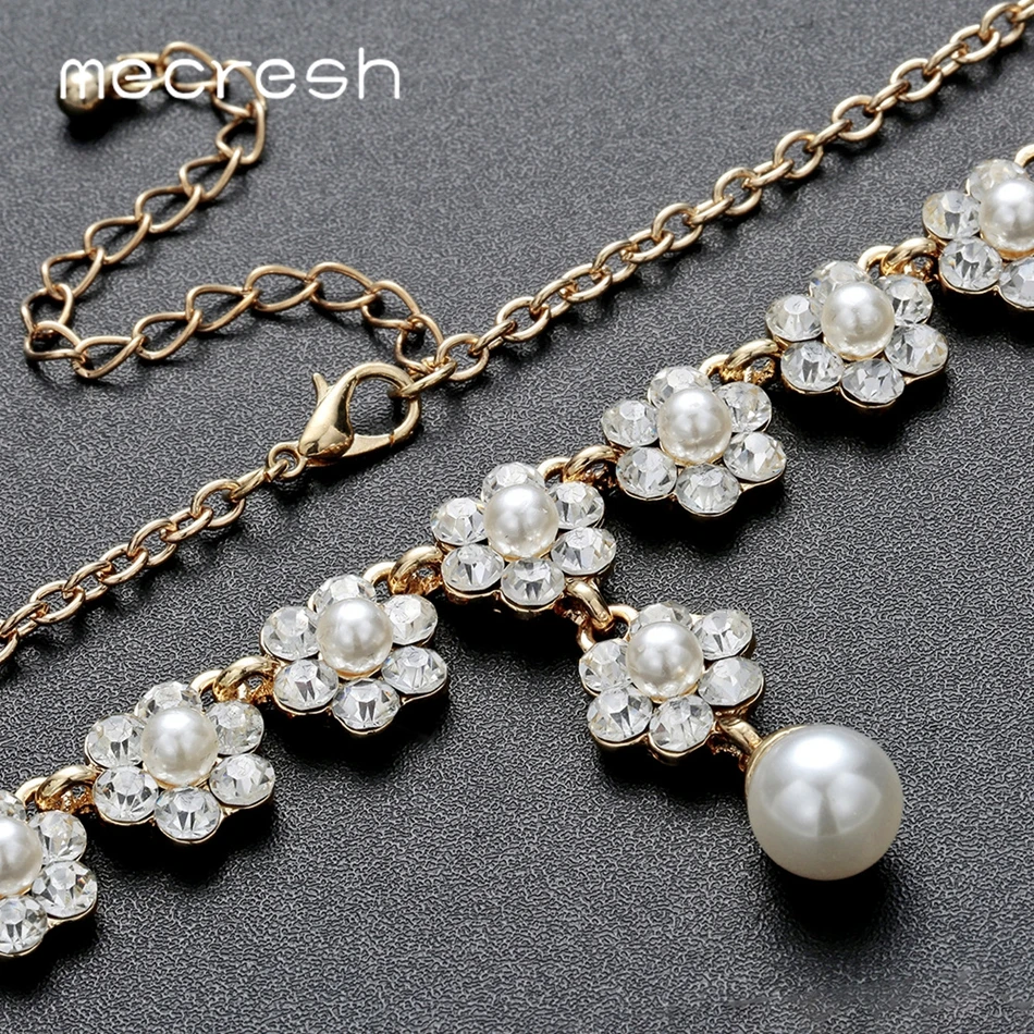 Mecresh милый свадебный цветок с кристаллами набор украшений для женщин имитация
