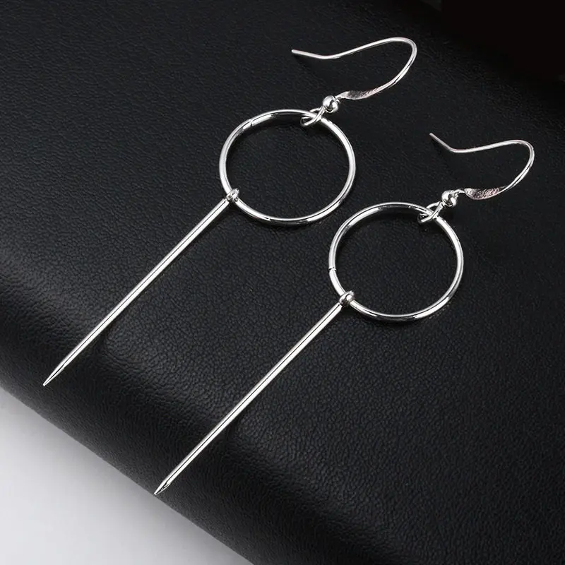 ZCHLGR Fashion Korean Earrings 2019 Geometric Long Asymmetry Circle Ear Big Dangling Women Valentine's Gifts | Украшения и