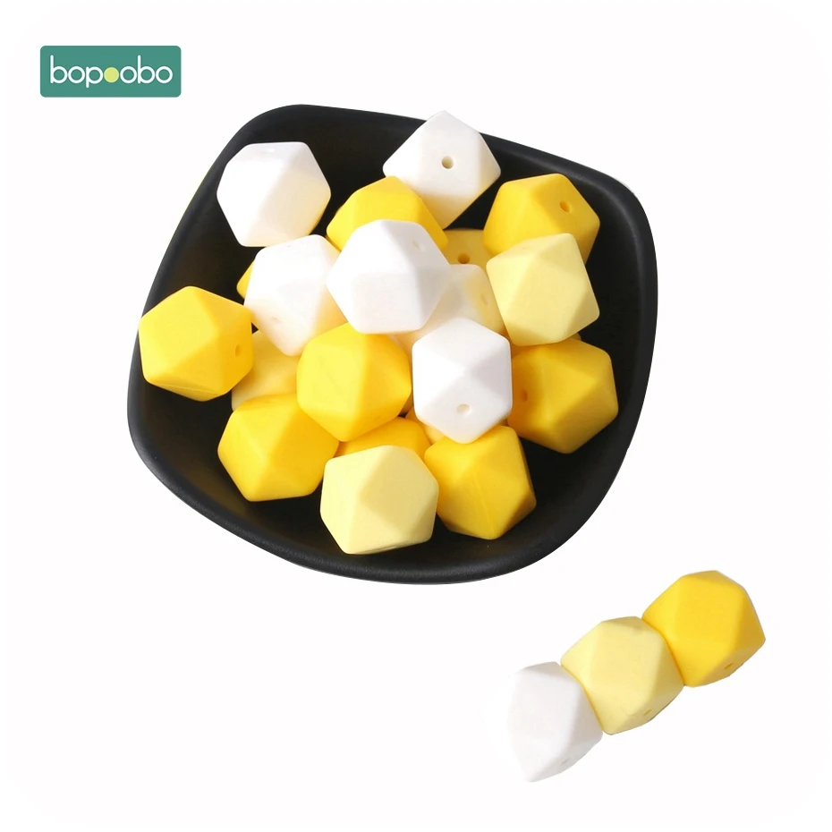 Yellow Series Bopoobo 100 шт 17 мм Силиконовые шестигранные шарики силиконовые Детские Прорезыватели силиконовые бусины для ожерелья безопасные игрушки силиконовые крошечные стержни - Цвет: Yellow Series