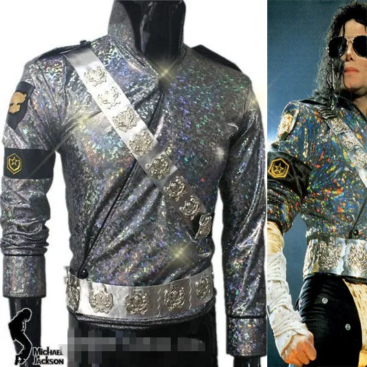 Normal Size MJ Майкл Джексон Dangerous Тур куртка Джексона& комплект с ремнем-Pro серии для подарка Perfomance имитация Хэллоуин - Цвет: Normal Size