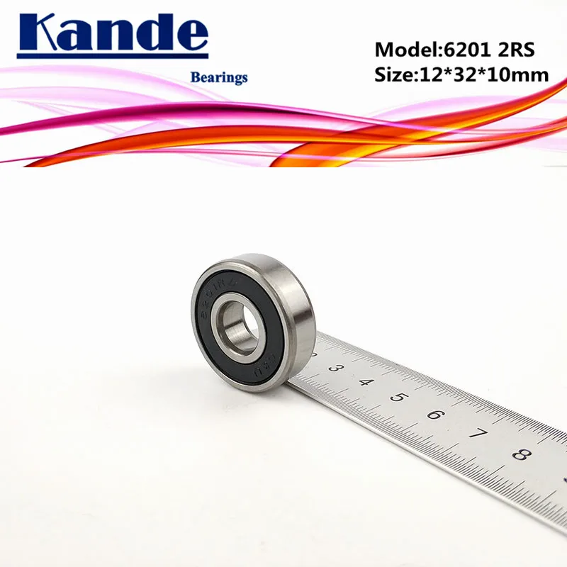 Kande 6201RS 4PCS ABEC 5 6201 2RS Однорядный радиальный шарикоподшипник 12x32x10 мм 6201RZ|Валы| |