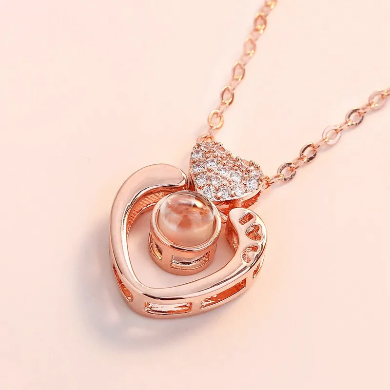 Женское ожерелье с подвеской подарок на день Святого Валентина 100 языков A7