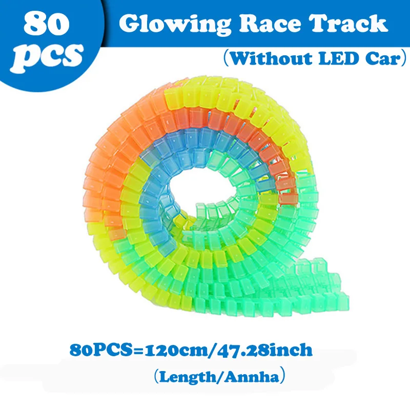 80Pcs tracks Волшебная электроника, светодиодный автомобиль, игрушки с мигающими огнями, развивающие игрушки для мальчиков и девочек, развивающие игрушки для детей, подарок для игры с треками - Цвет: 80Pcs tracks