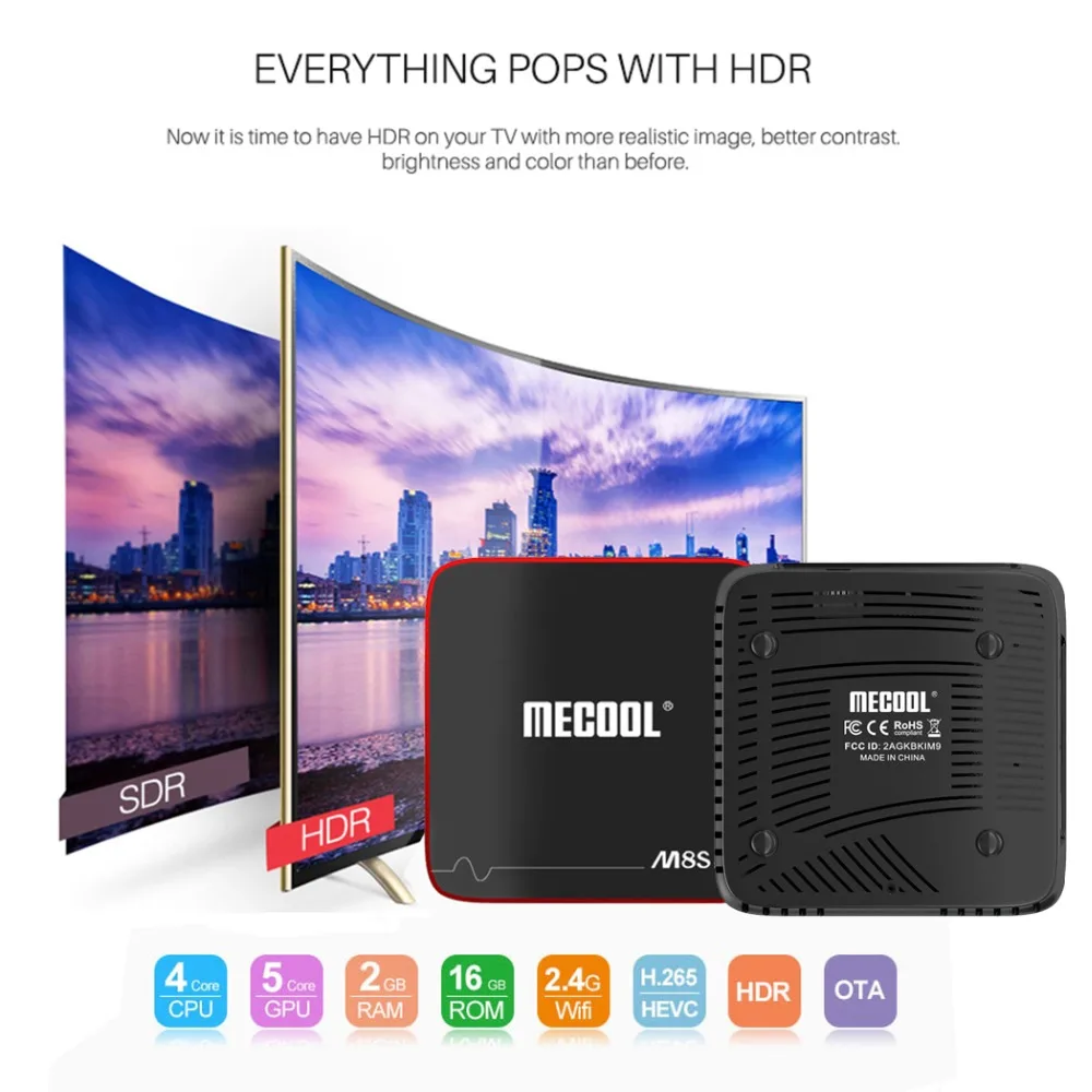 Mecool M8S PRO W Android 7 1 ТВ приставка IP tv Smart Amlogic S905W 2G ram 16G rom + Mini i8 2 4 GHz беспроводная