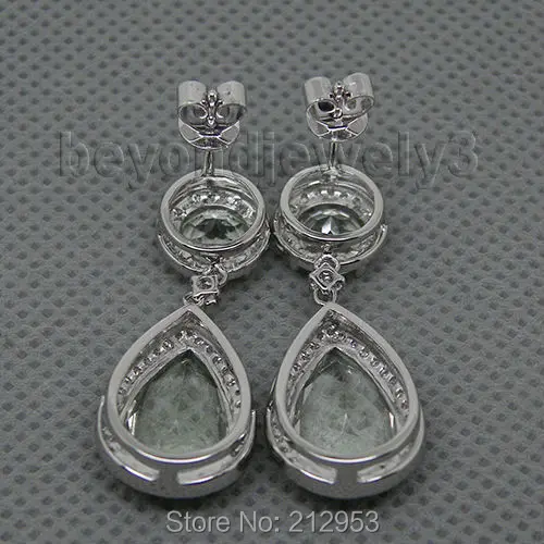 Женские винтажные сережки с аметистом из белого золота 14 к зеленым ювелирные