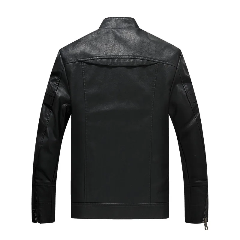Новая зимняя мужская деловая кожаная куртка с воротником-стойкой тонкая