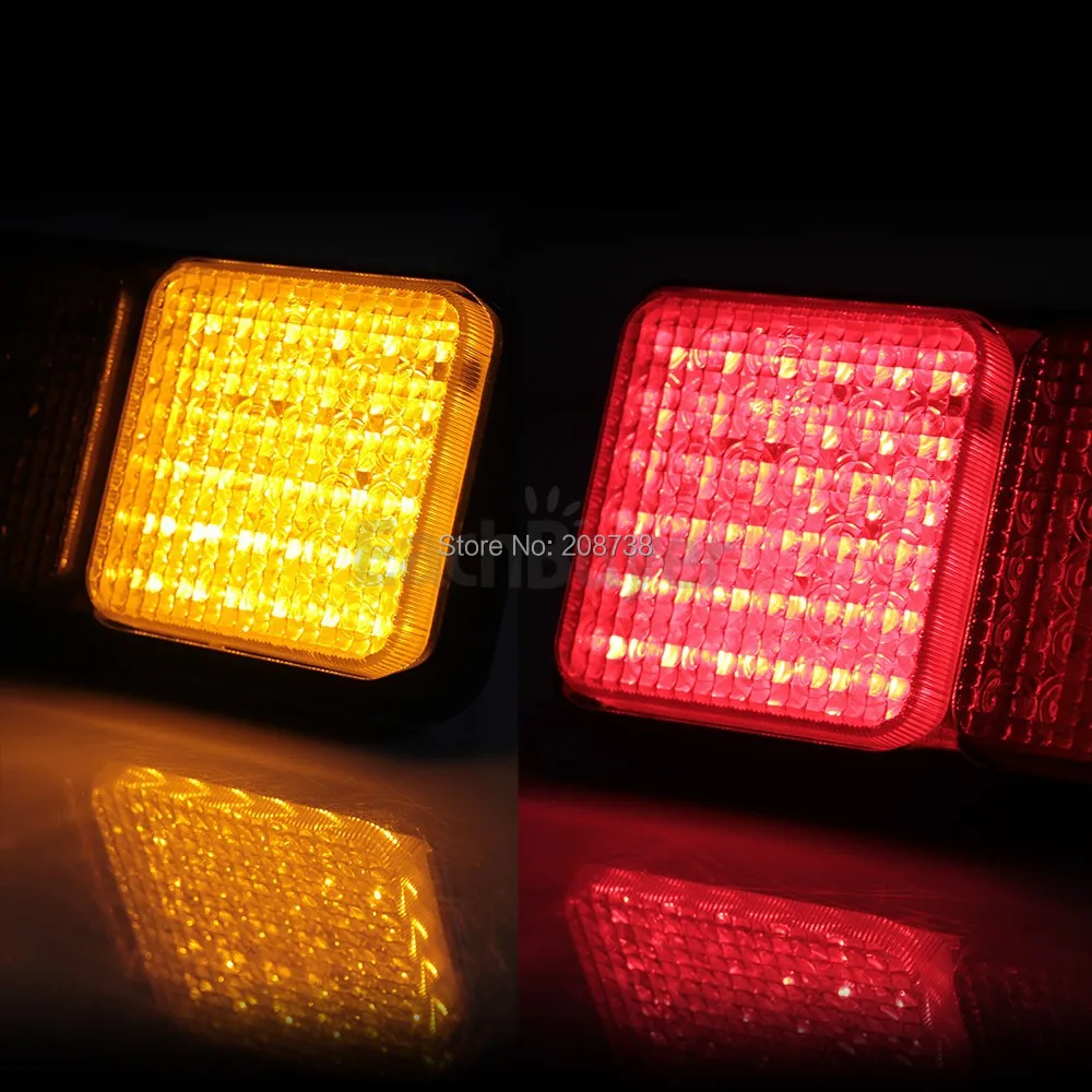 2x водонепроницаемый 72 светодиодный задний светильник красный желтый для прицепа