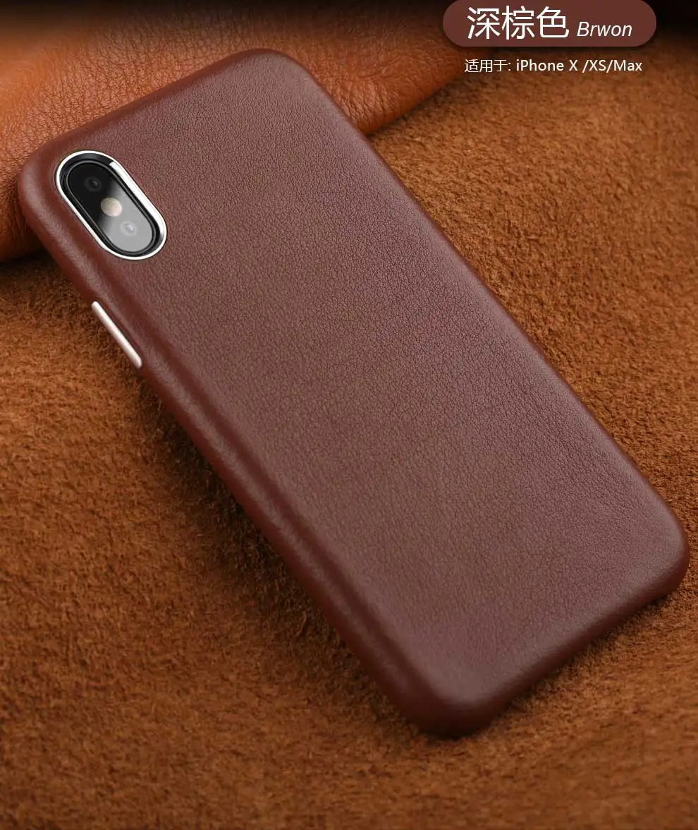 Ультратонкий чехол из натуральной кожи для мобильного телефона s для iphone 6plus, чехол 7 8 X XS XSmax XR, чехол для телефона с защитой от падения для iphone 7 - Цвет: brown