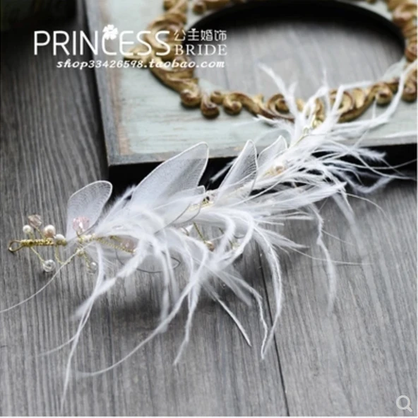 Тиара Свадебная с перьями простой аксессуар для волос милая супер фея свадебное