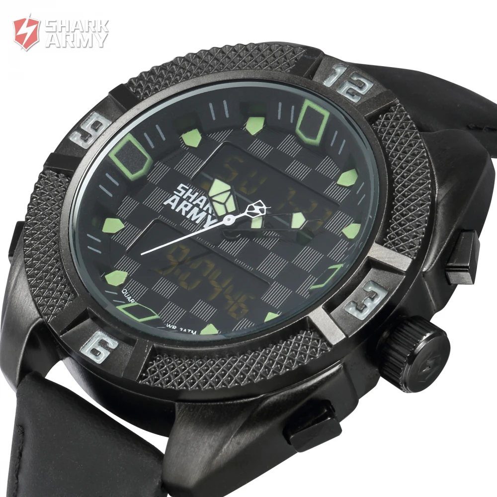 Акула армия бренд Водонепроницаемость Черный Часы Гальванизируйте чехол