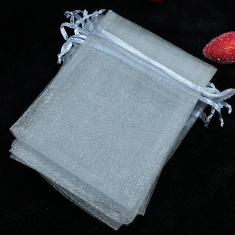 50 шт., 7x9 см, 9x12 см, 10x15 см, 13x18 см, 15x20 см, прозрачные сумки из органзы, Свадебная коробка для конфет, упаковка, подарок на день рождения, упаковка - Цвет: Серый