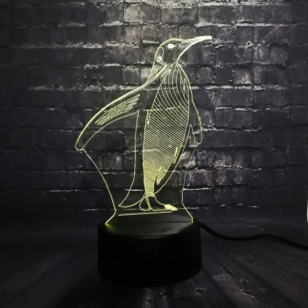 3D Пингвин светодиодный ночник настольная декорационная лампа спальня свет сна 7 цветов Изменение мальчик подарок ребенку на Рождество игрушка USB База