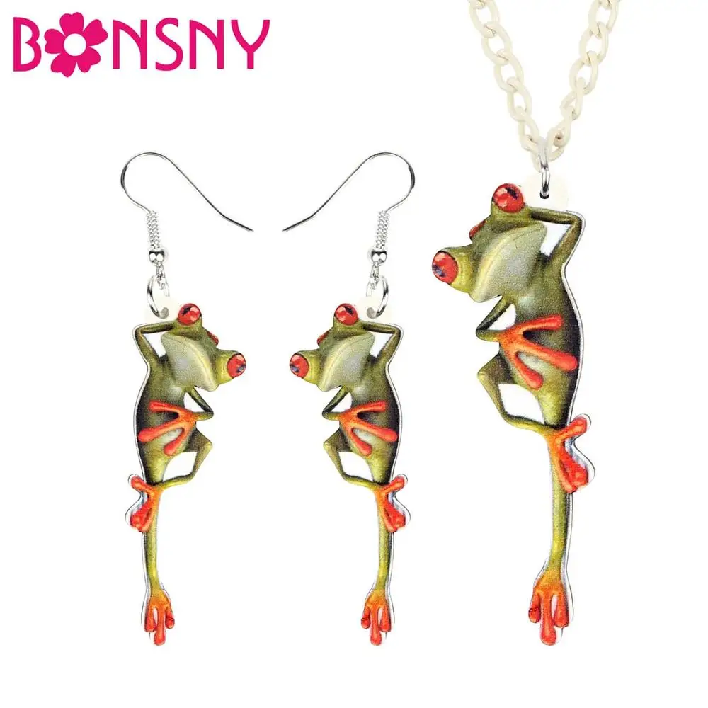 Bonsny оригинальный акриловый комплект ювелирных изделий Оранжевый палец лягушка