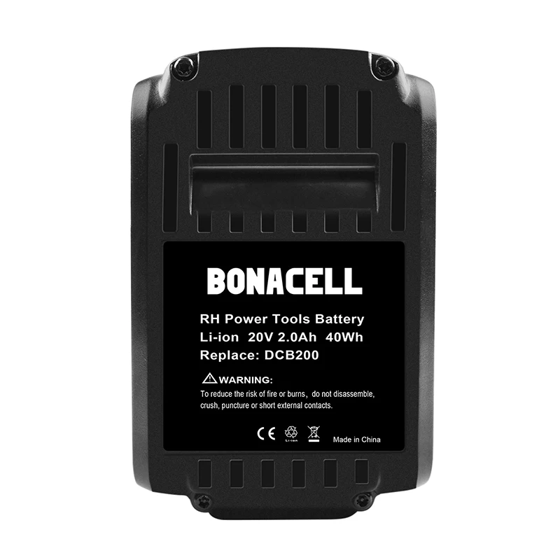 Bonacell 2 шт. для Dewalt DCB200 Замена батареи 20 В Макс литий-ионный 2.0Ah батарея DCB204 DCB101 DCF885