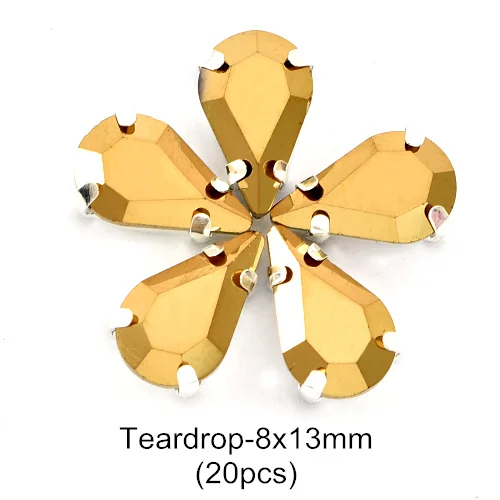 Teardrop 8x13mm Шахта золото микс 11 форм пришить Стразы Золотой Коготь Установка стекло кристалл Высокое качество пришить коготь стразы для одежды B3791 - Цвет: Teardrop 8x13mm