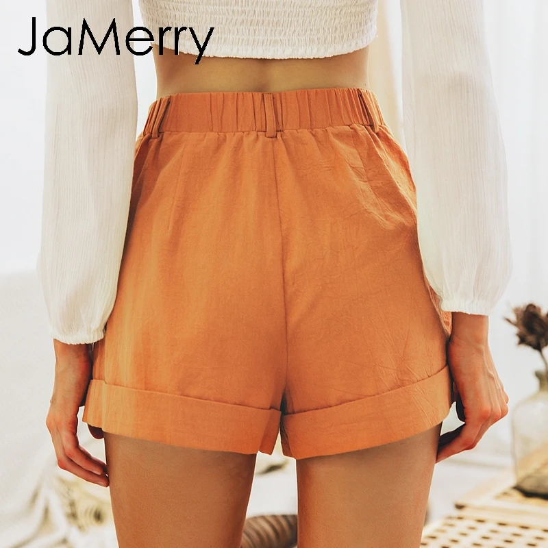 Женские шорты на пуговицах JaMerry винтажные однотонные черные пляжные