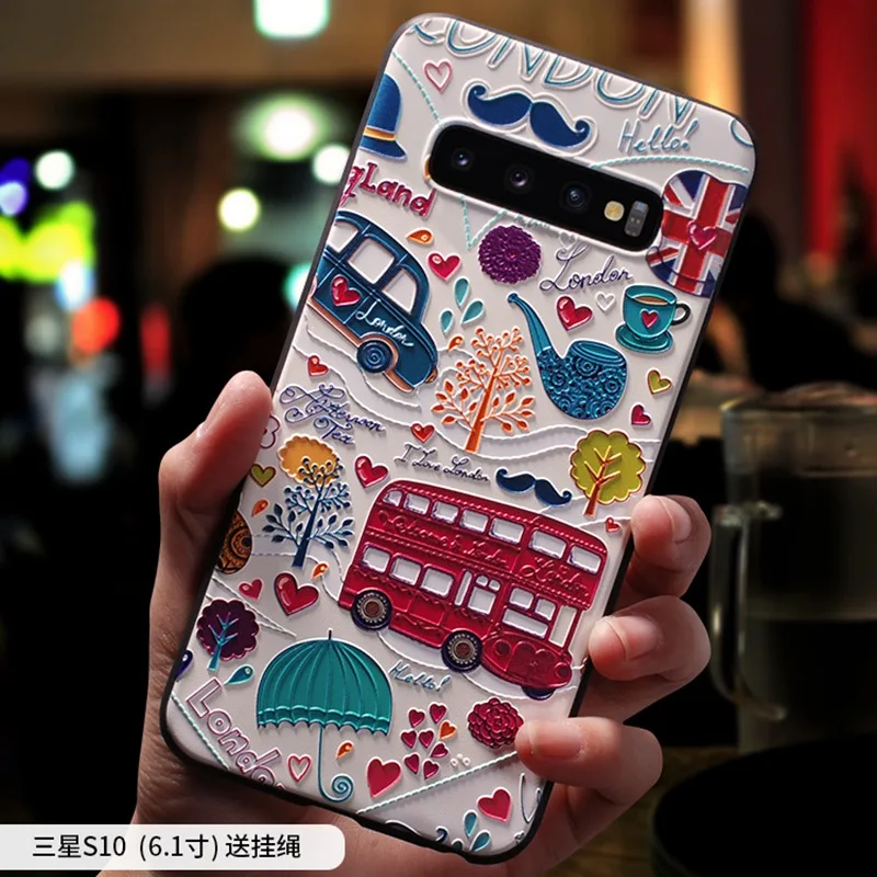 Древняя китайская вышивка Тотем тиснение цветок рельефный чехол для Samsung galaxy S10