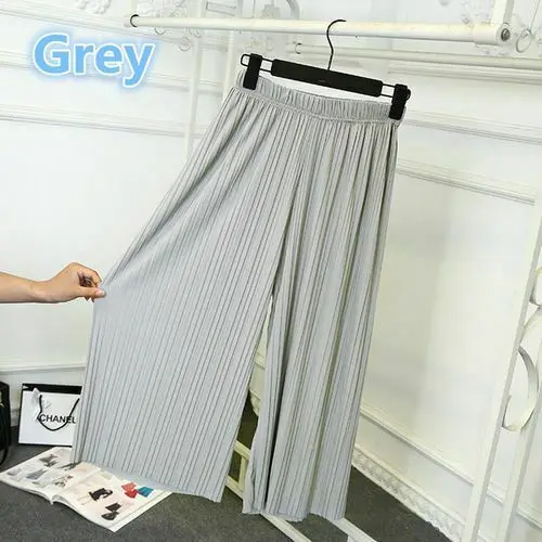 

new pleated wide leg pants Korean version female summer 2019 high waist chiffon long students fashion casual pants