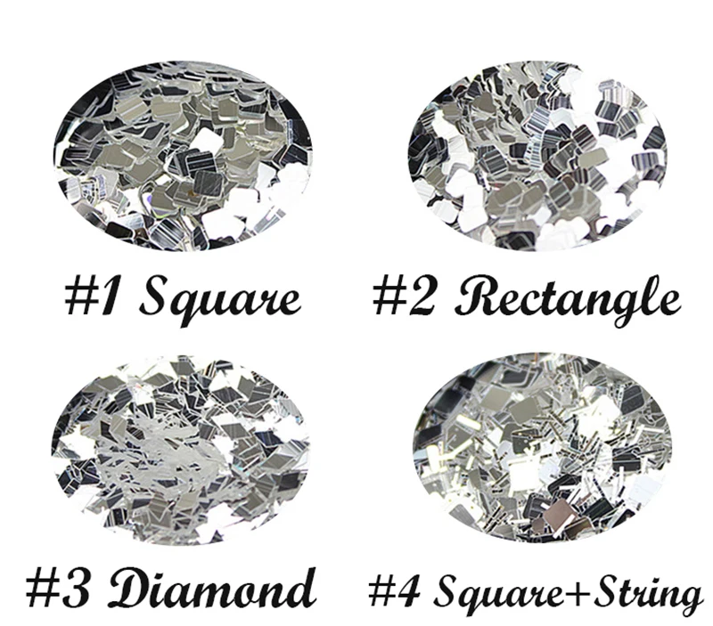 

50grams Mirror Glitter | Silver High Flashing and White Chunky/Fine Mix Polyester Glitter Crushed Mirror Chunky Cosmetic Glitter