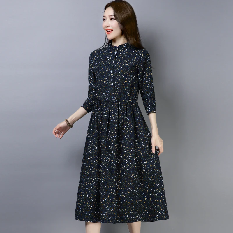 Женское вельветовое платье с длинным рукавом повседневное вечернее эластичной