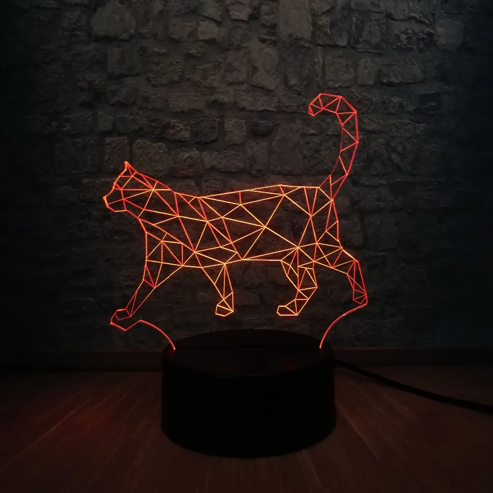 3D животное ленивый кот ходьба кошка Многоцветный Светодиодный Ночник светильник